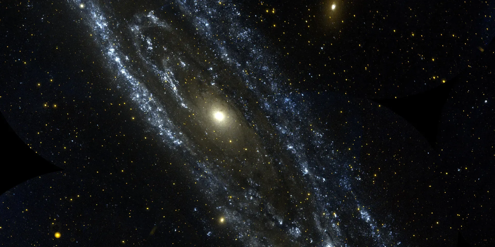 The Andromeda galaxy observed in ultraviolet by the GALEX space telescope.